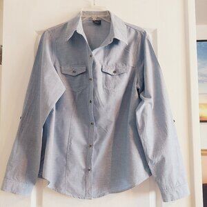 Blue Button-up Denim Style Shirt by Faded Glory Sz S (4-6)